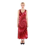 Glossy Red Spiral Fractal Sleeveless Maxi Dress