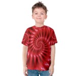 Glossy Red Spiral Fractal Kid s Cotton Tee