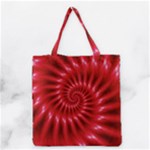 Glossy Red Spiral Fractal Grocery Tote Bag