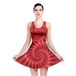 Glossy Red Spiral Fractal Reversible Skater Dress