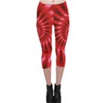 Glossy Red Spiral Fractal Capri Leggings 