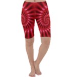 Glossy Red Spiral Fractal Cropped Leggings 