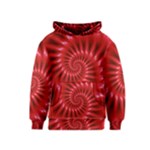 Glossy Red Spiral Fractal Kids  Pullover Hoodie