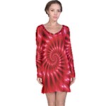 Glossy Red Spiral Fractal Long Sleeve Nightdress