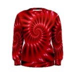 Glossy Red Spiral Fractal Women s Sweatshirt