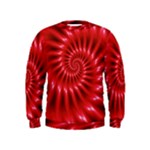 Glossy Red Spiral Fractal Kids  Sweatshirt