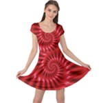 Glossy Red Spiral Fractal Cap Sleeve Dress