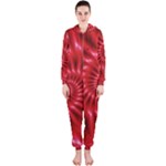 Glossy Red Spiral Fractal Hooded Jumpsuit (Ladies)