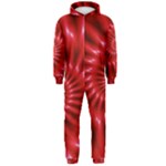 Glossy Red Spiral Fractal Hooded Jumpsuit (Men)