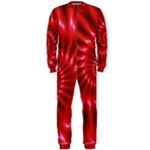 Glossy Red Spiral Fractal OnePiece Jumpsuit (Men)