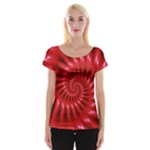 Glossy Red Spiral Fractal Women s Cap Sleeve Top