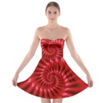 Glossy Red Spiral Fractal Strapless Bra Top Dress