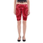 Glossy Red Spiral Fractal Yoga Cropped Leggings