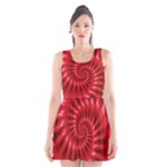 Glossy Red Spiral Fractal Scoop Neck Skater Dress