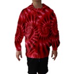 Glossy Red Spiral Fractal Hooded Wind Breaker (Kids)