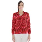 Glossy Red Spiral Fractal Wind Breaker (Women)