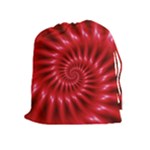 Glossy Red Spiral Fractal Drawstring Pouch (XL)