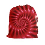 Glossy Red Spiral Fractal Drawstring Pouch (XXL)