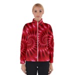 Glossy Red Spiral Fractal Winter Jacket