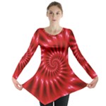 Glossy Red Spiral Fractal Long Sleeve Tunic 