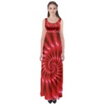 Glossy Red Spiral Fractal Empire Waist Maxi Dress