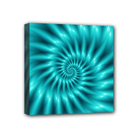 Glossy Turquoise Spiral Fractal  Mini Canvas 4  x 4  (Stretched) from ArtsNow.com