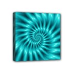 Glossy Turquoise Spiral Fractal  Mini Canvas 4  x 4  (Stretched)