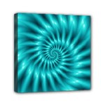 Glossy Turquoise Spiral Fractal  Mini Canvas 6  x 6  (Stretched)