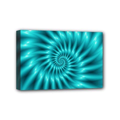 Glossy Turquoise Spiral Fractal  Mini Canvas 6  x 4  (Stretched) from ArtsNow.com