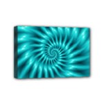 Glossy Turquoise Spiral Fractal  Mini Canvas 6  x 4  (Stretched)