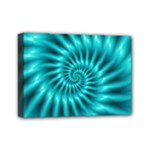 Glossy Turquoise Spiral Fractal  Mini Canvas 7  x 5  (Stretched)