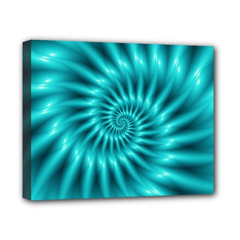 Glossy Turquoise Spiral Fractal  Canvas 10  x 8  (Stretched) from ArtsNow.com