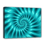 Glossy Turquoise Spiral Fractal  Canvas 14  x 11  (Stretched)