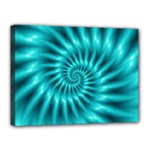 Glossy Turquoise Spiral Fractal  Canvas 16  x 12  (Stretched)