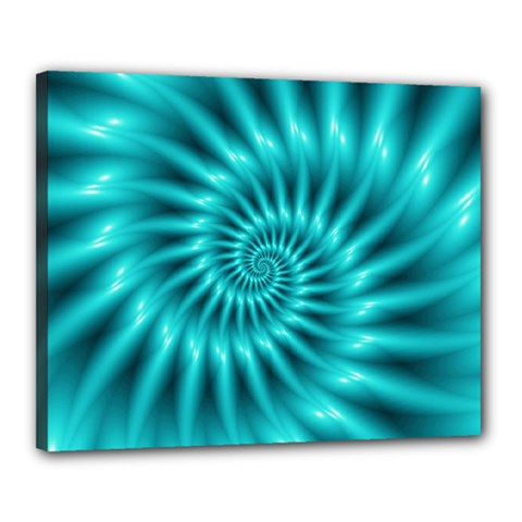 Glossy Turquoise Spiral Fractal  Canvas 20  x 16  (Stretched) from ArtsNow.com