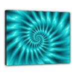 Glossy Turquoise Spiral Fractal  Canvas 20  x 16  (Stretched)