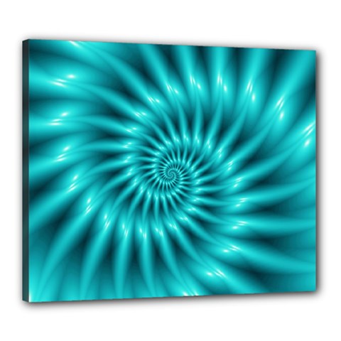 Glossy Turquoise Spiral Fractal  Canvas 24  x 20  (Stretched) from ArtsNow.com