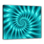 Glossy Turquoise Spiral Fractal  Canvas 24  x 20  (Stretched)