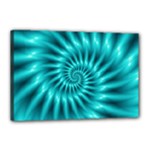 Glossy Turquoise Spiral Fractal  Canvas 18  x 12  (Stretched)