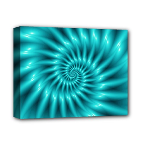 Glossy Turquoise Spiral Fractal  Deluxe Canvas 14  x 11  (Stretched) from ArtsNow.com