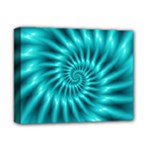 Glossy Turquoise Spiral Fractal  Deluxe Canvas 14  x 11  (Stretched)