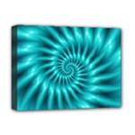 Glossy Turquoise Spiral Fractal  Deluxe Canvas 16  x 12  (Stretched) 