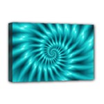 Glossy Turquoise Spiral Fractal  Deluxe Canvas 18  x 12  (Stretched)