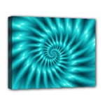 Glossy Turquoise Spiral Fractal  Deluxe Canvas 20  x 16  (Stretched)