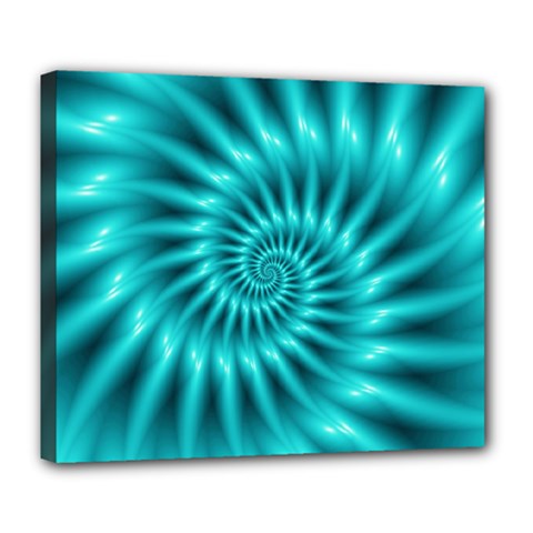 Glossy Turquoise Spiral Fractal  Deluxe Canvas 24  x 20  (Stretched) from ArtsNow.com