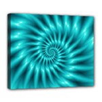 Glossy Turquoise Spiral Fractal  Deluxe Canvas 24  x 20  (Stretched)