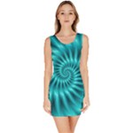 Glossy Turquoise Spiral Fractal  Bodycon Dress