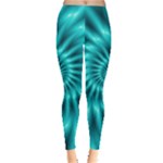 Glossy Turquoise Spiral Fractal  Leggings 