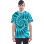 Glossy Turquoise Spiral Fractal  Men s Sport Mesh Tee