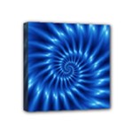 Glossy Electric Blue Spiral Fractal  Mini Canvas 4  x 4  (Stretched)